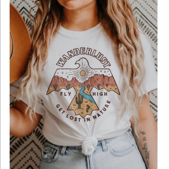 Restored Chic Tops - New! Clearance 🔥 Wanderlust Graphic Soft Tee high Quality Premium